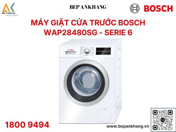 Máy giặt 9kg Bosch WAP28480SG - Series 6 - 1400 vòng/phút